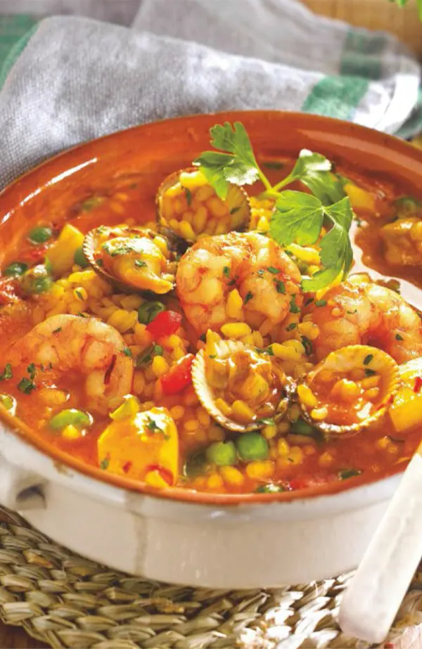 Arroz caldoso con langostinos y berberechos